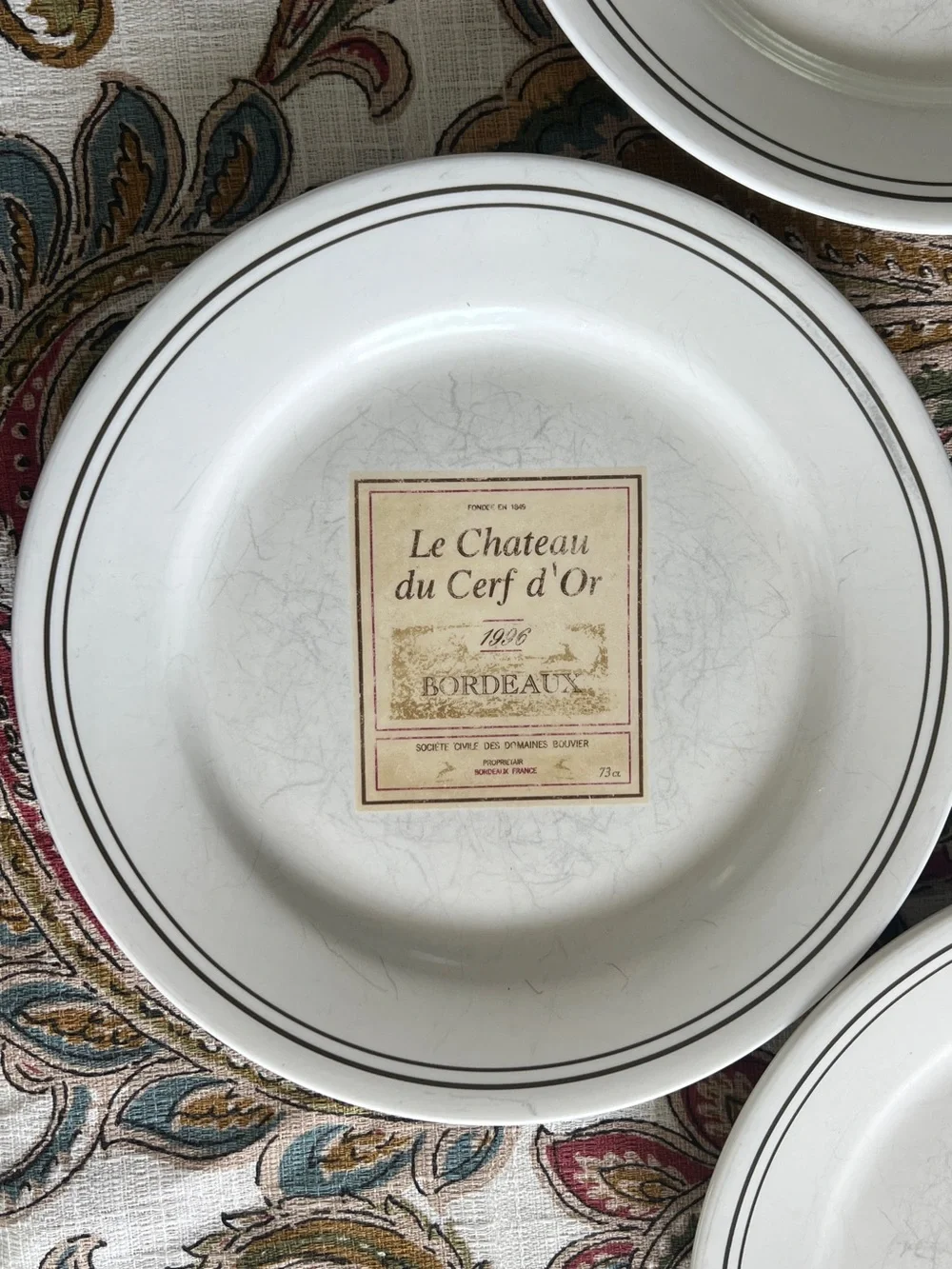Restoration Hardware Vins de Grenoble French Cheese and Wine Plates Set of 4